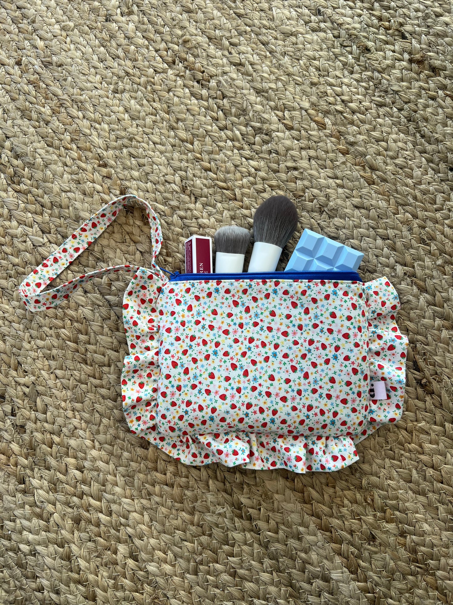 Amelia Ruffle Pouch in Strawberry Shortcake