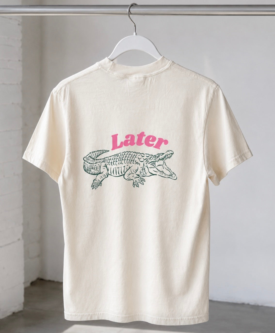 “Later Gator” Pocket Tee in Ivory