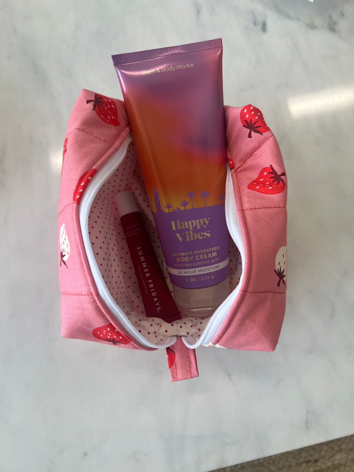Small Makeup Bag in Sweet Strawberries