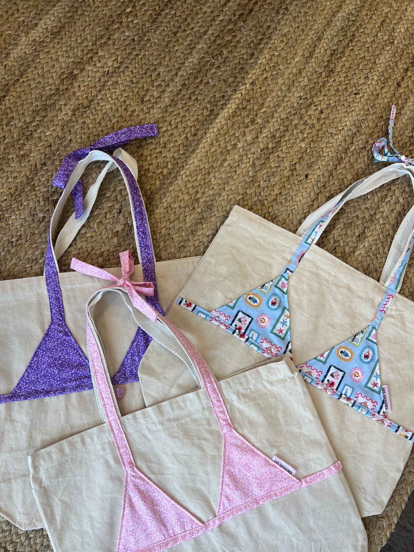 Canvas Bikini Tote in Blue Lagoon