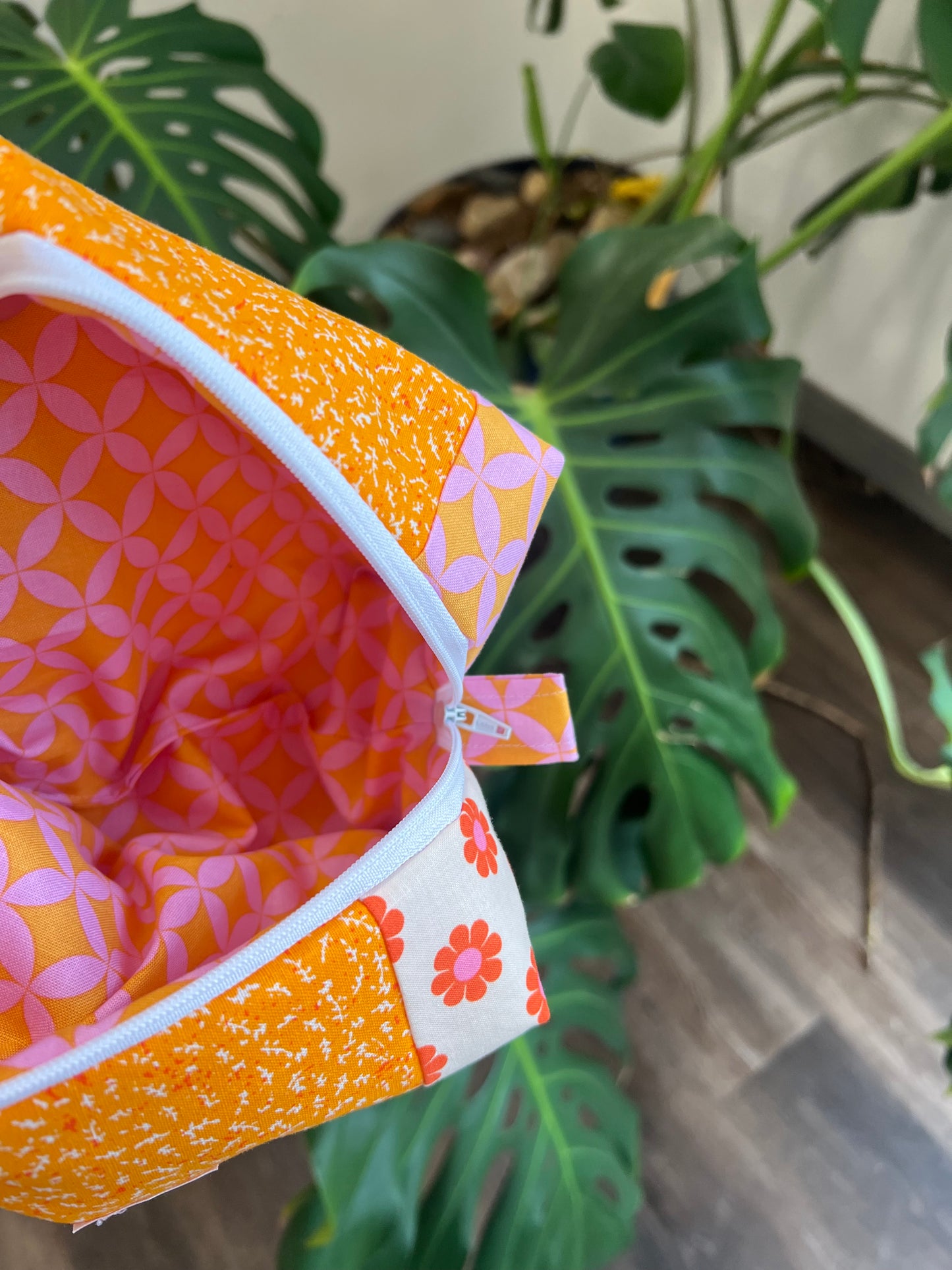 Small Patchwork Makeup Bag in Orange Blossom