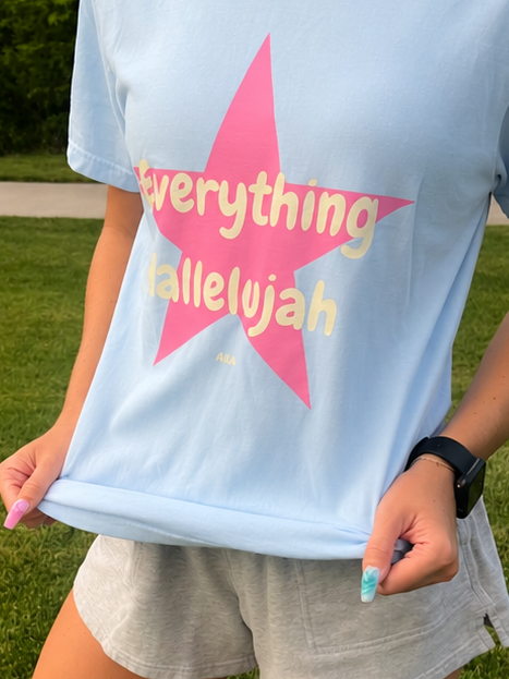“Everything Hallelujah” Tee in Baby Blue