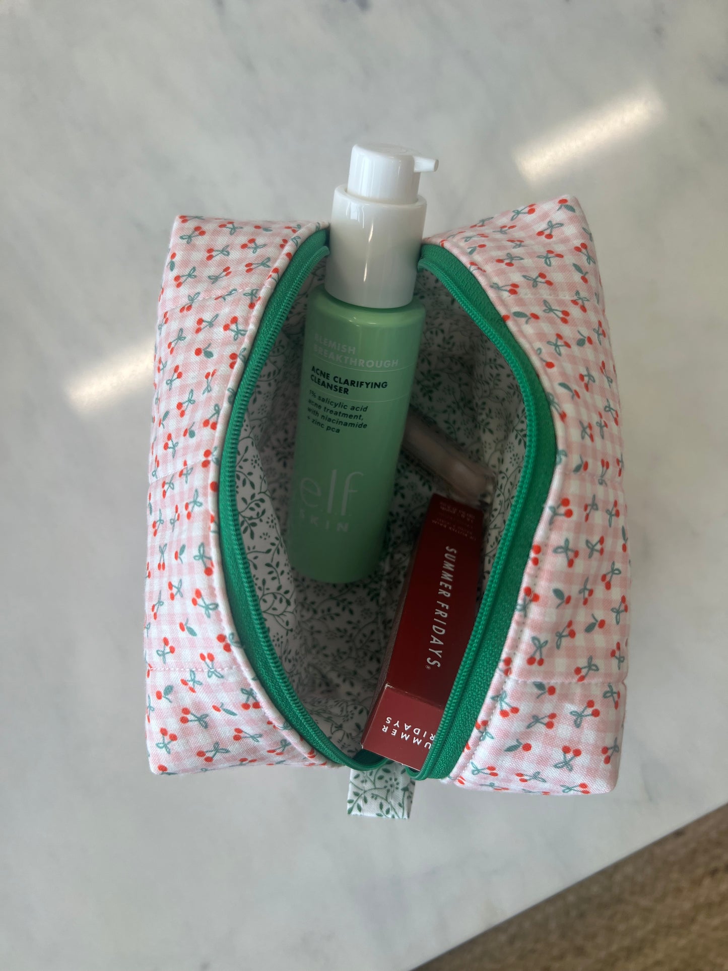 Small Makeup Bag in Cherry Pie