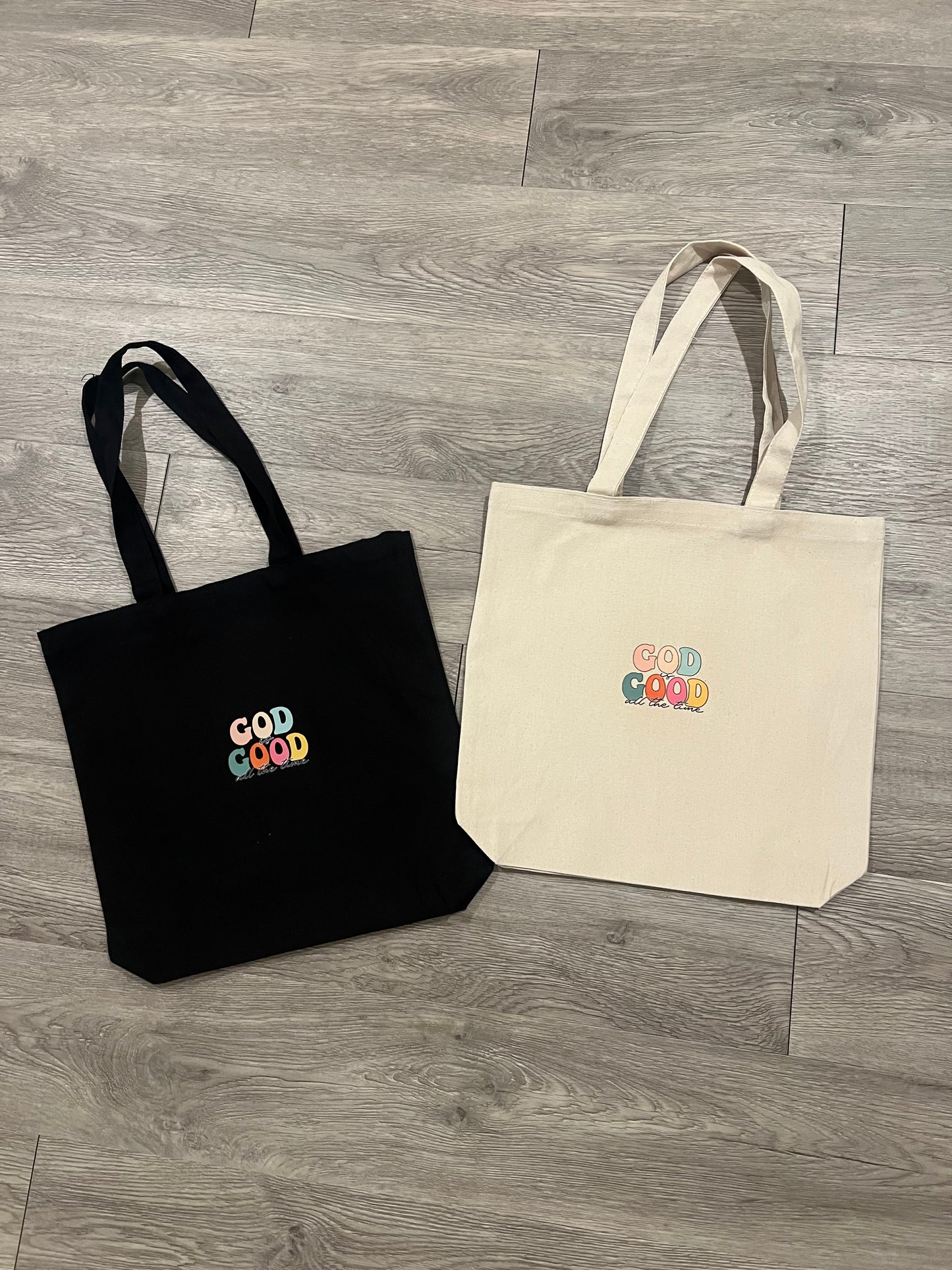 Canvas "God is Good" Tote in Black