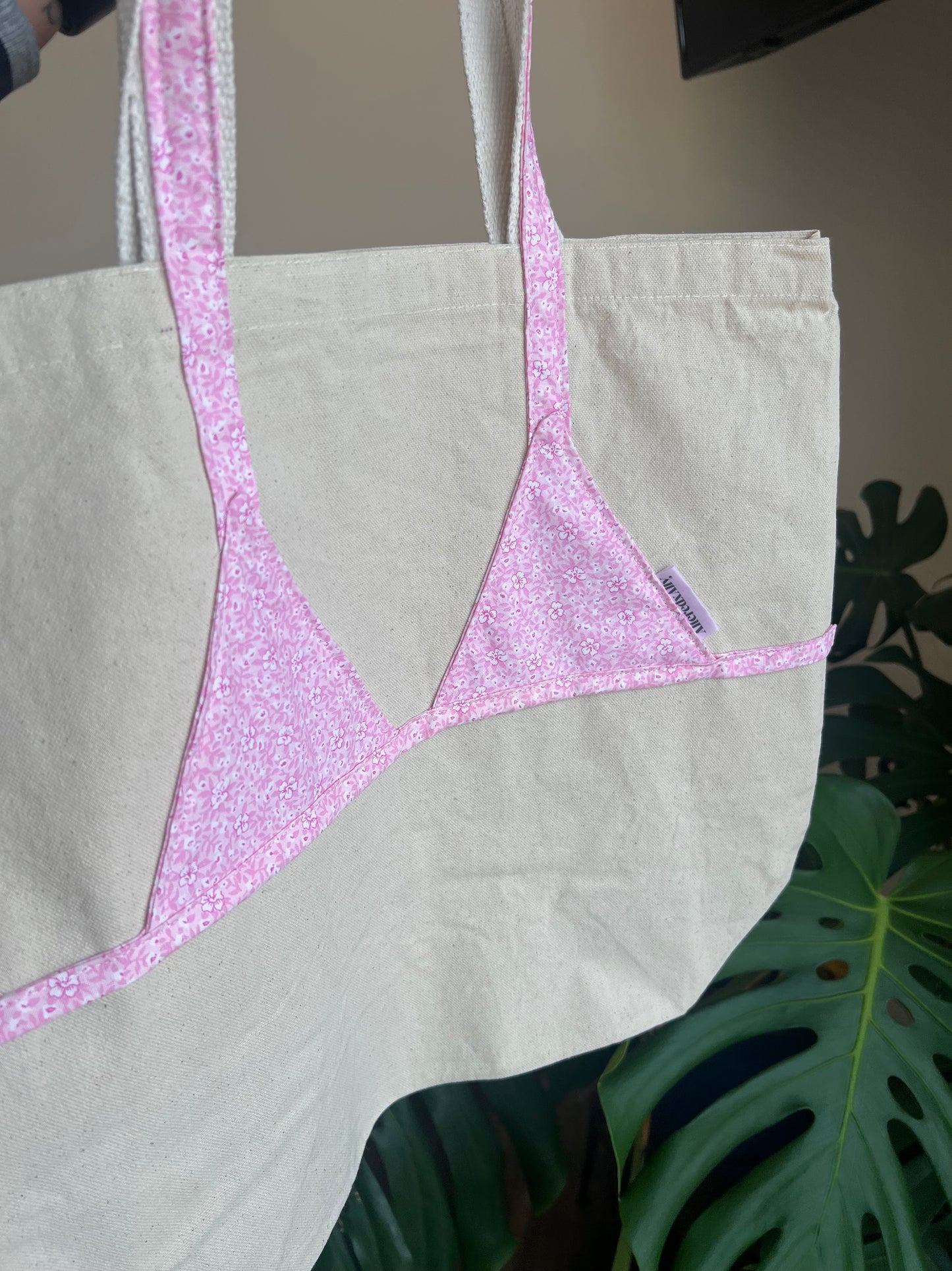 Canvas Bikini Tote in Pink Luau