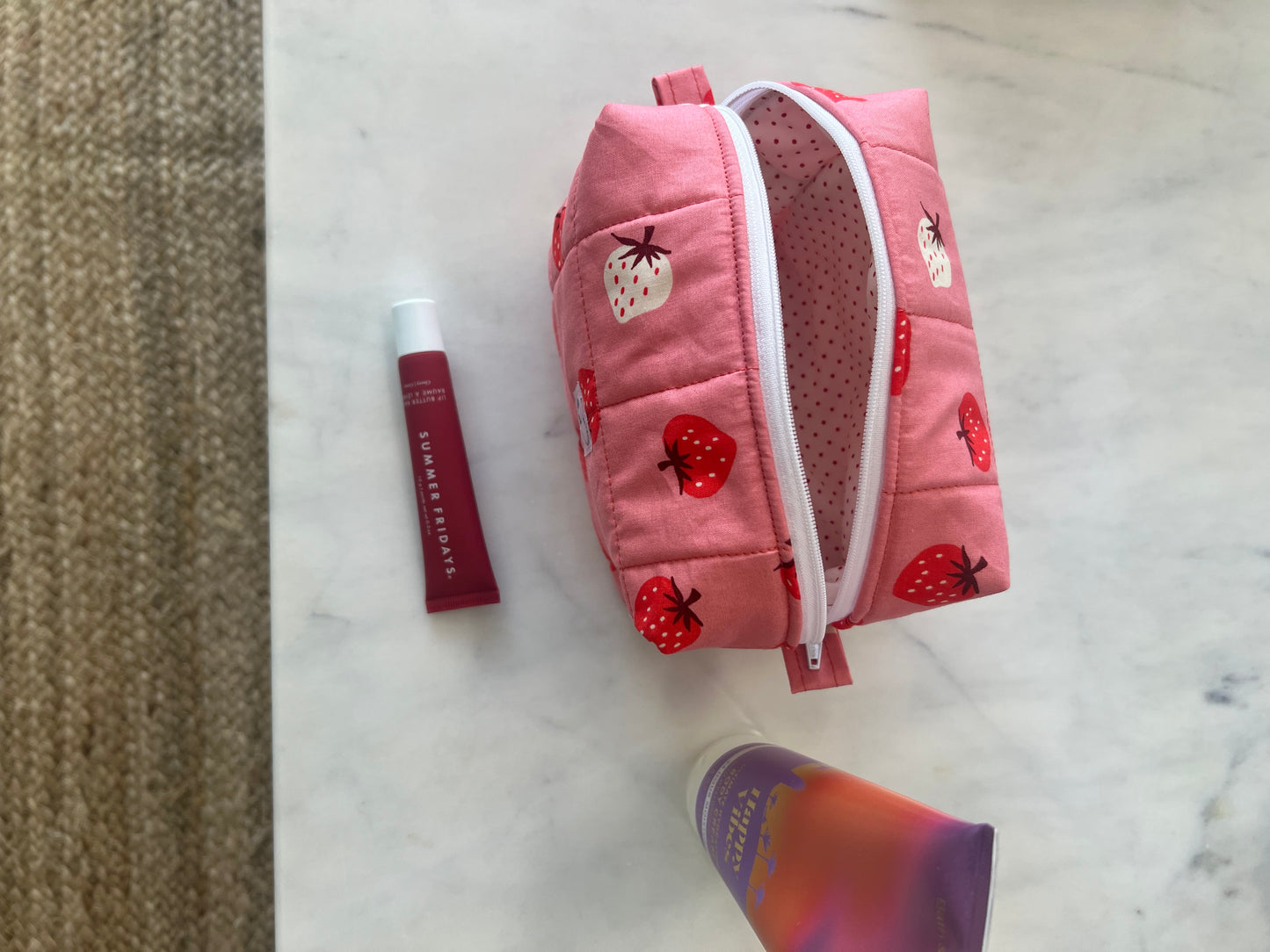 Small Makeup Bag in Sweet Strawberries