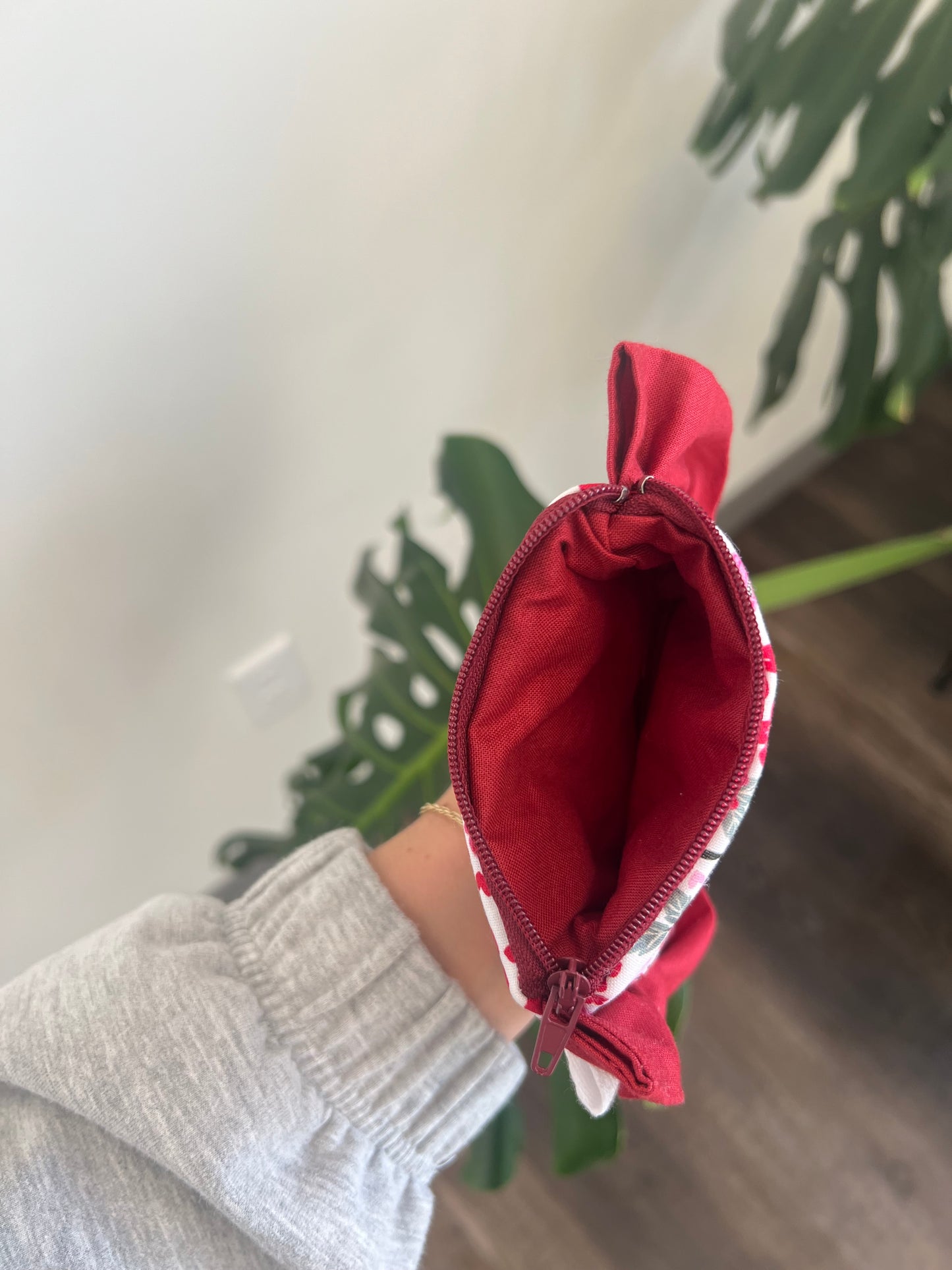 Mini Ruffle Zipper Pouch in Strawberry Fields