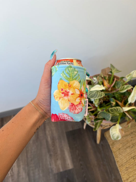 Short Koozie in Hibiscus
