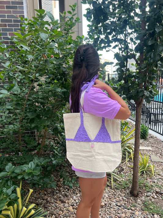 Canvas Bikini Tote in Purple Haze