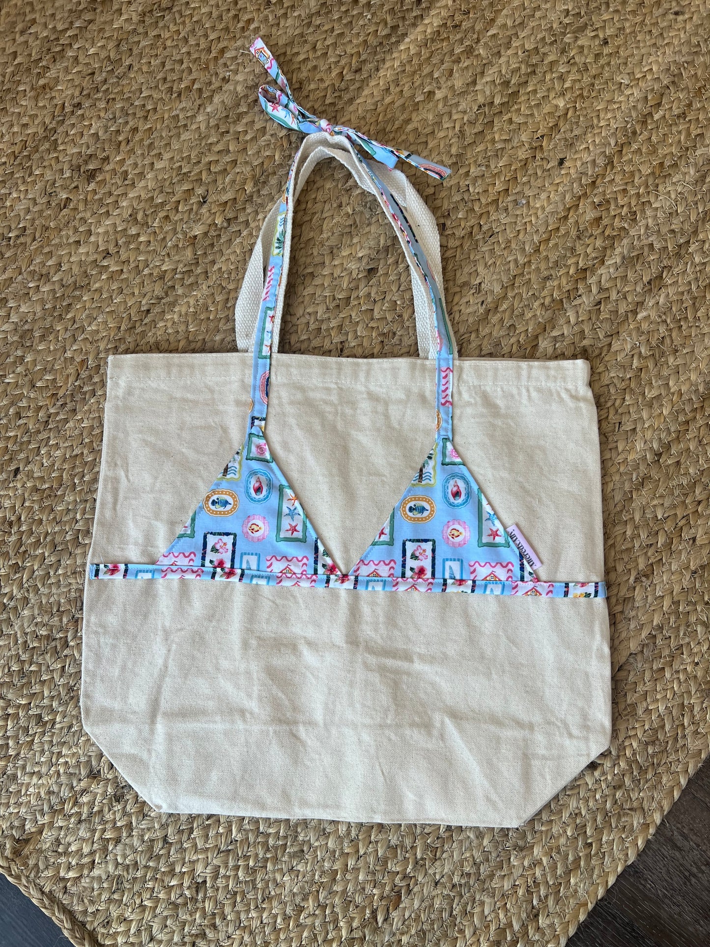 Canvas Bikini Tote in Blue Lagoon