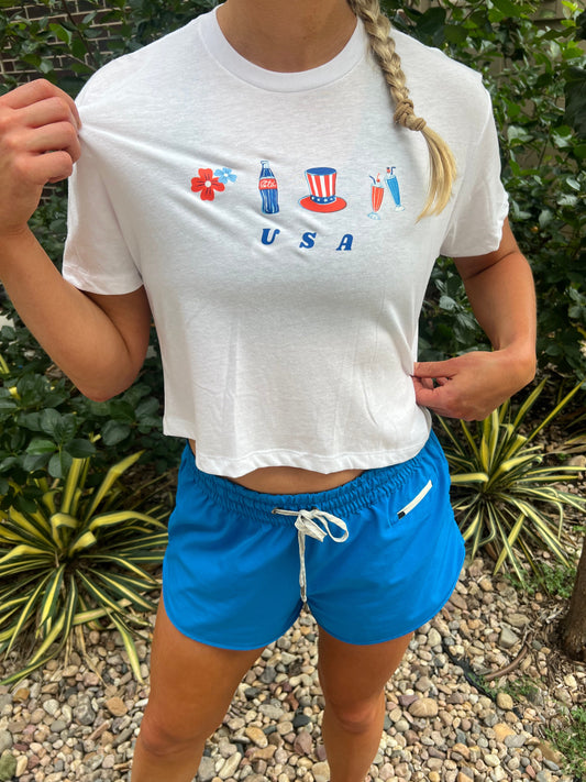 “USA” Cropped Tee