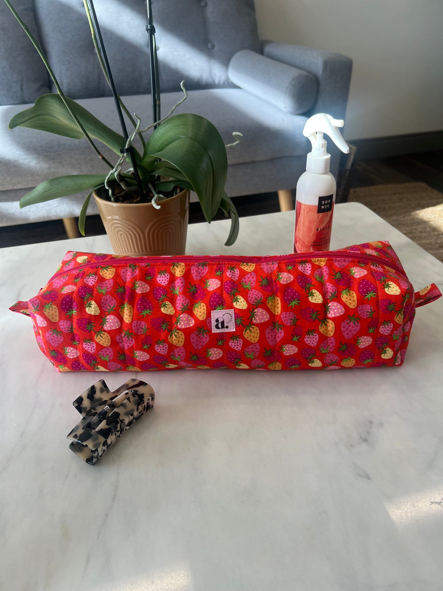 Puffy Hot Tools Bag in Blush & Berries