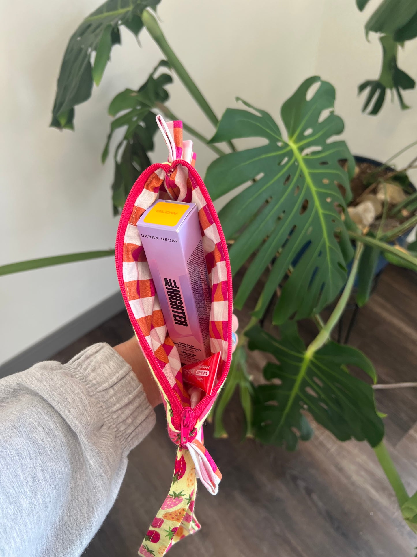 Amelia Ruffle Pouch in Strawberry Lemonade