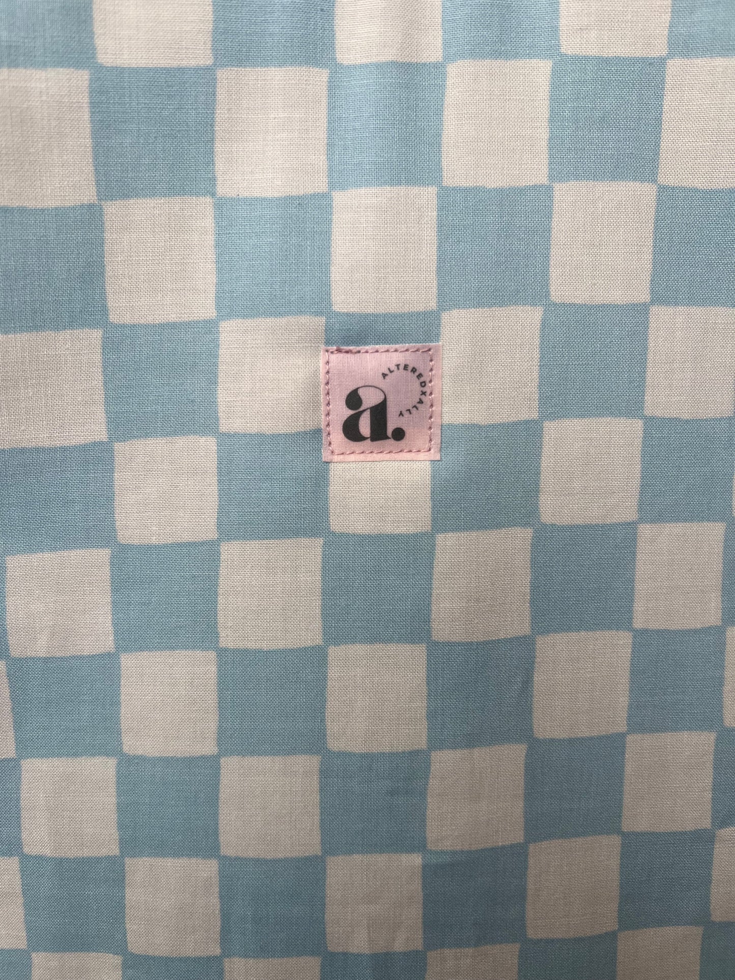 Large Ruffle Tote in Baby Blue Gingham