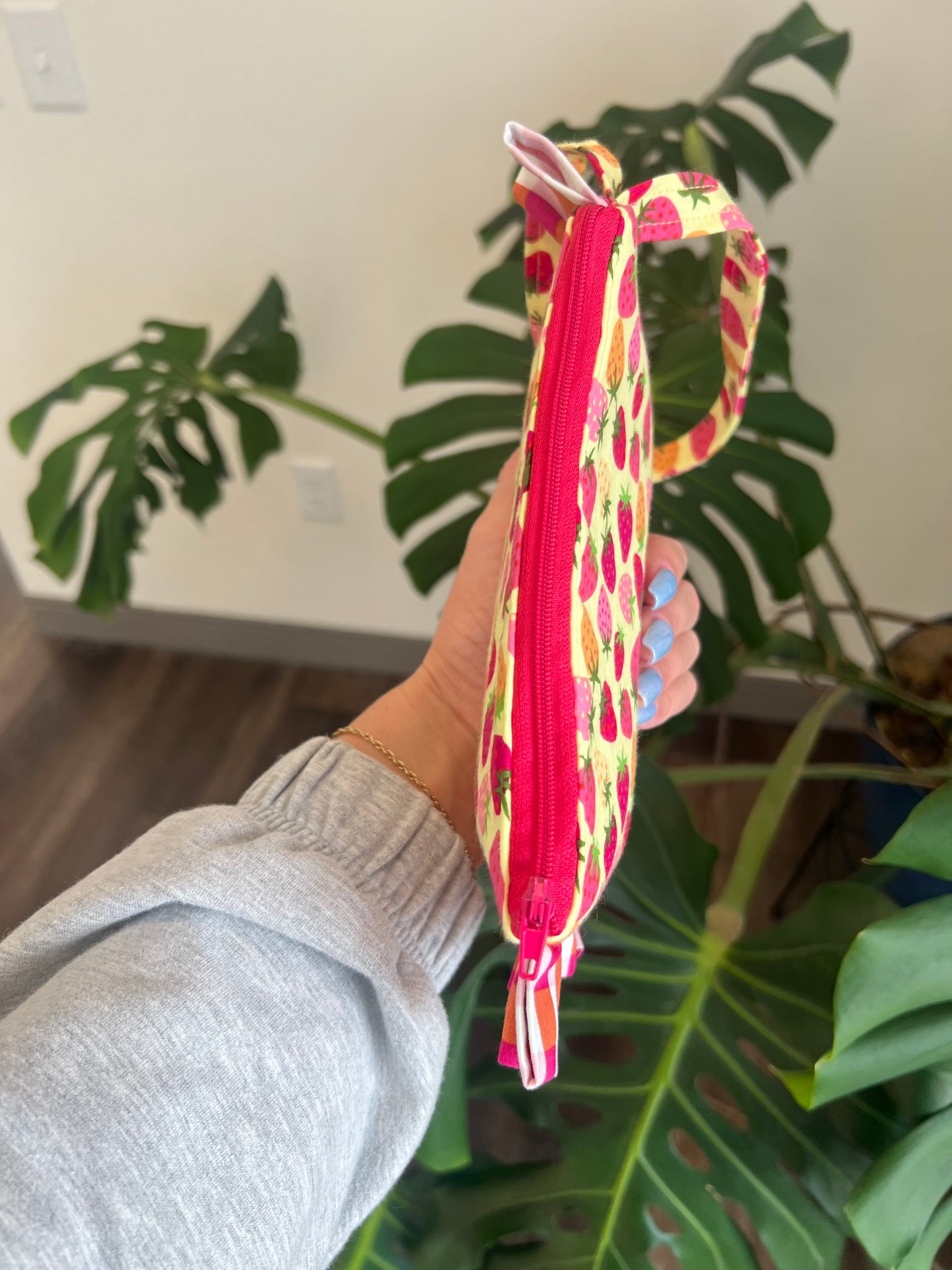 Amelia Ruffle Pouch in Strawberry Lemonade