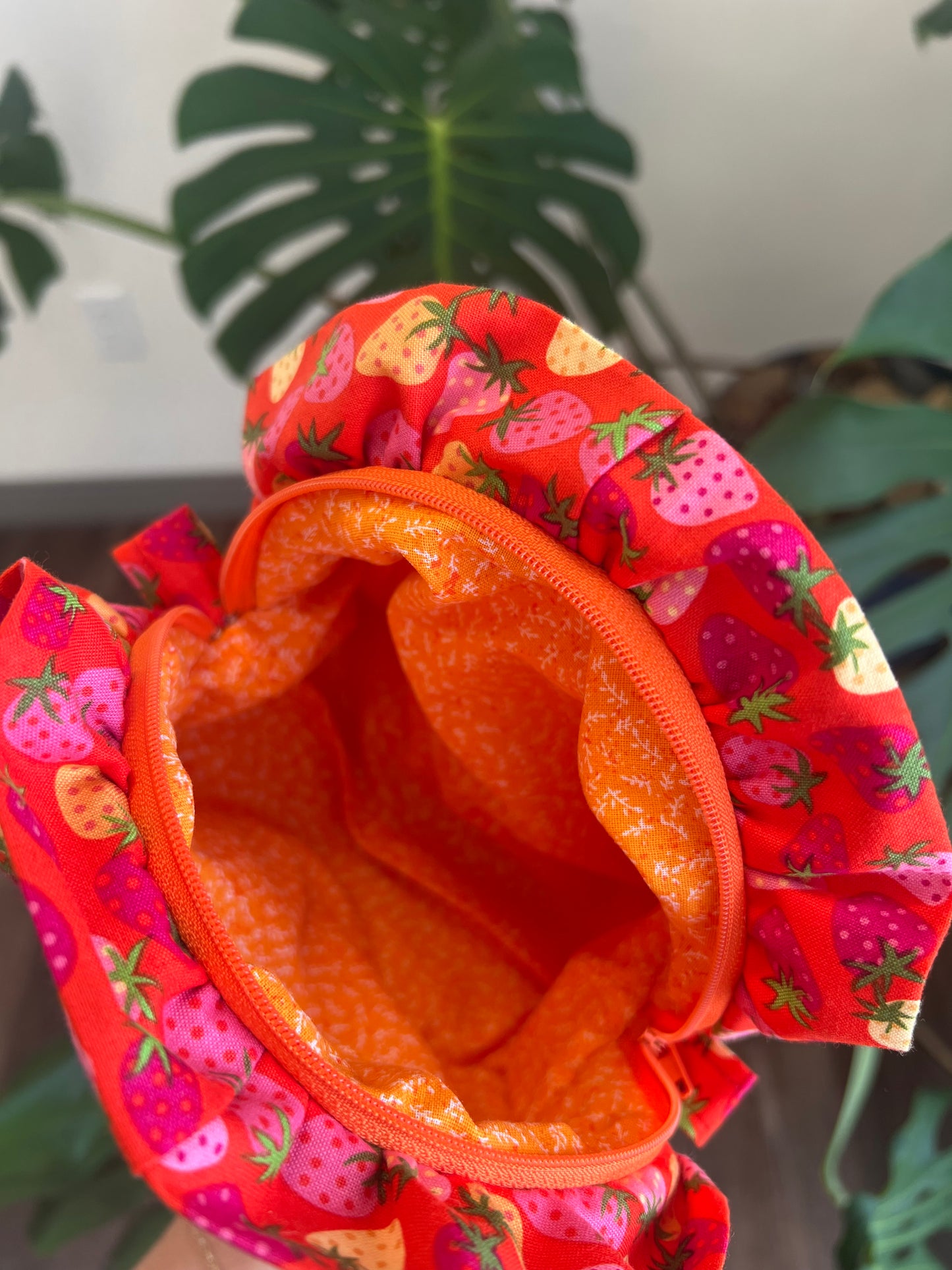 Small Ruffled Makeup Bag in Blush & Berries