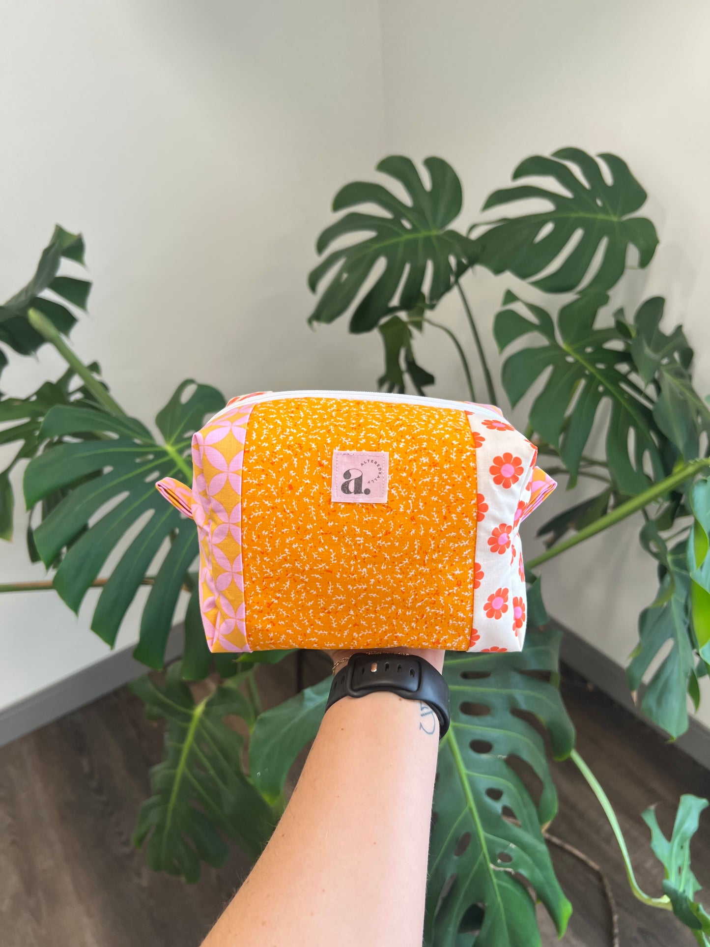 Small Patchwork Makeup Bag in Orange Blossom