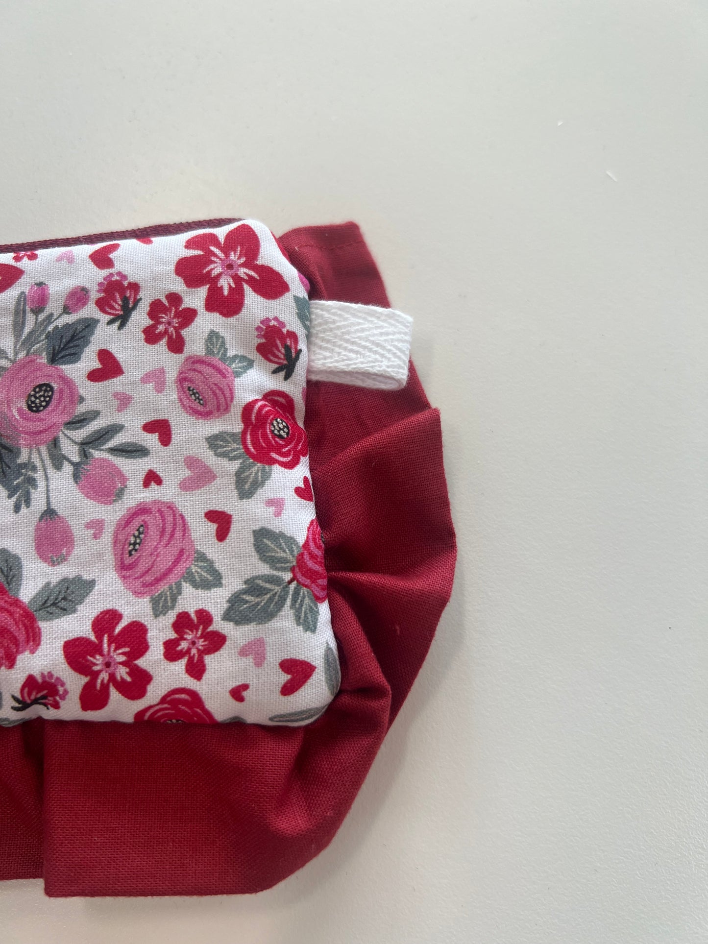 Mini Ruffle Zipper Pouch in Strawberry Fields
