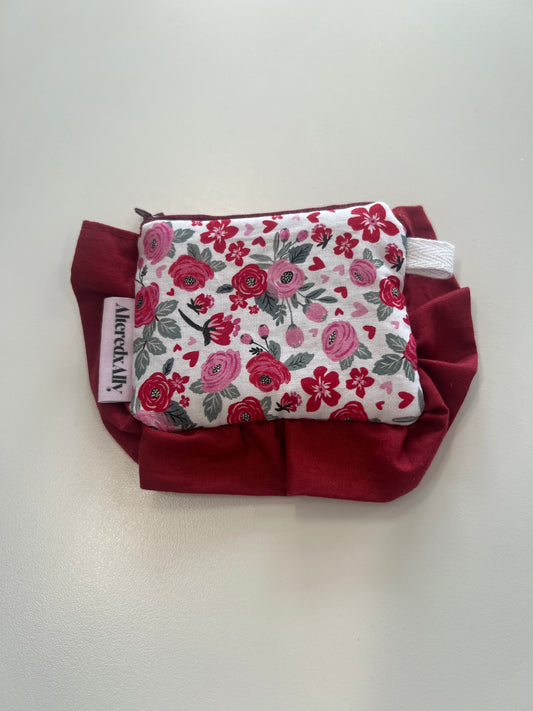 Mini Ruffle Zipper Pouch in Strawberry Fields