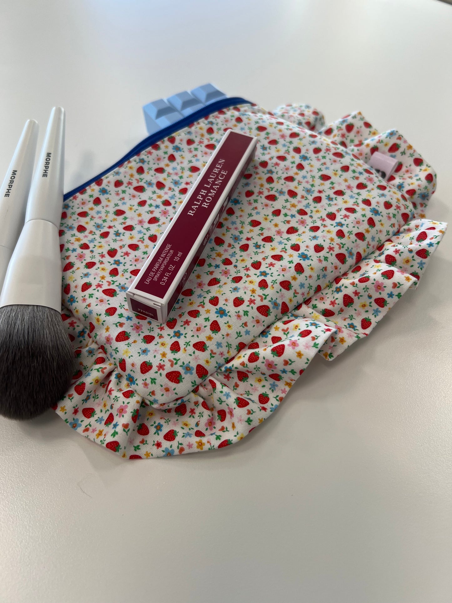 Amelia Ruffle Pouch in Strawberry Shortcake