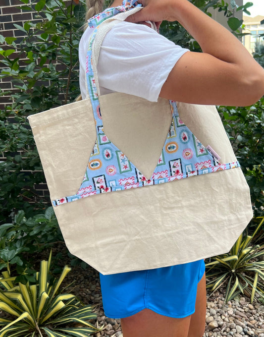 Canvas Bikini Tote in Blue Lagoon