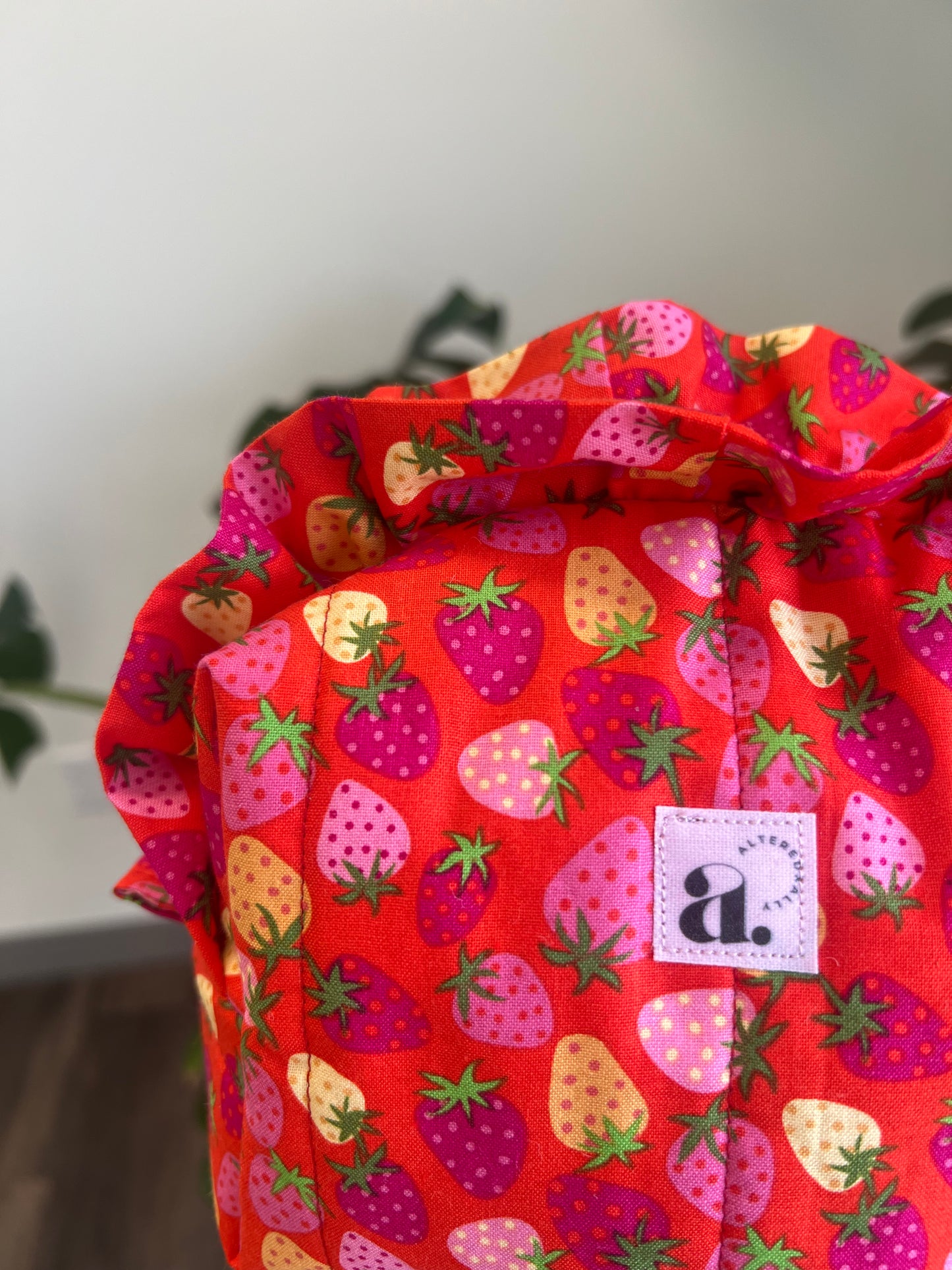 Small Ruffled Makeup Bag in Blush & Berries