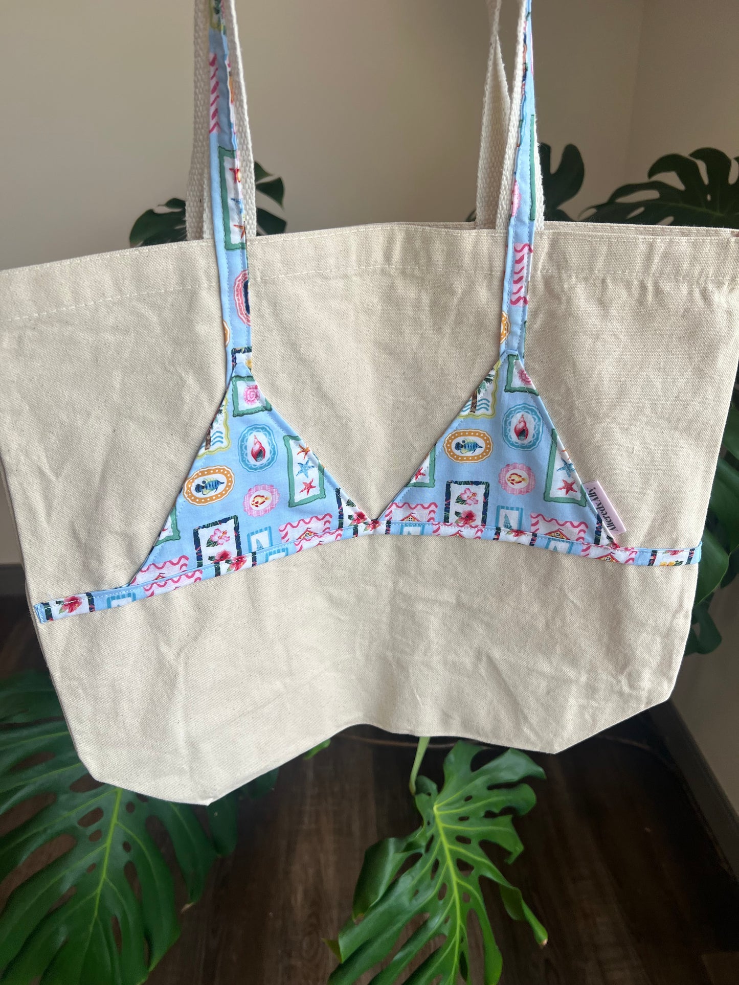 Canvas Bikini Tote in Blue Lagoon