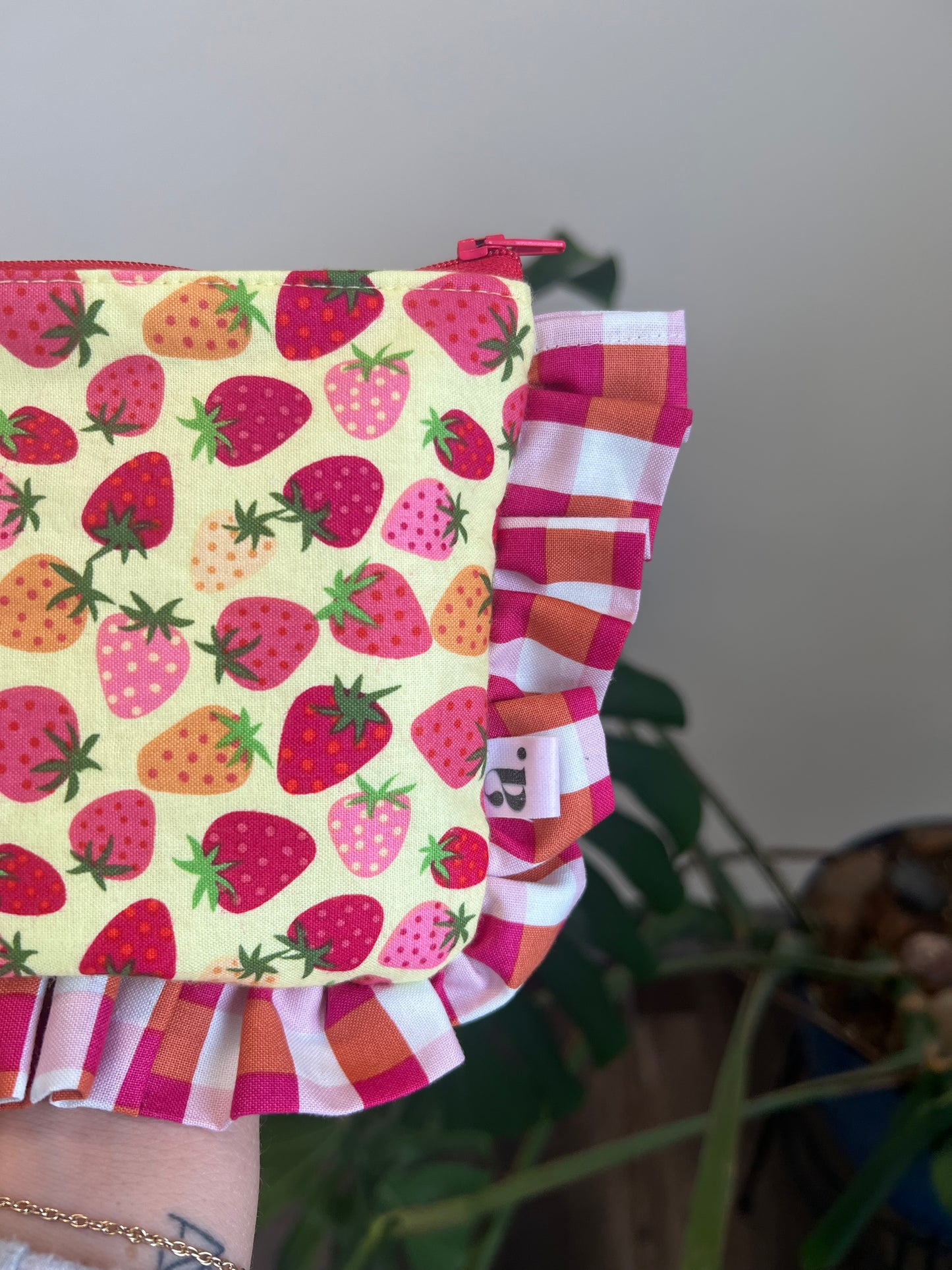 Amelia Ruffle Pouch in Strawberry Lemonade