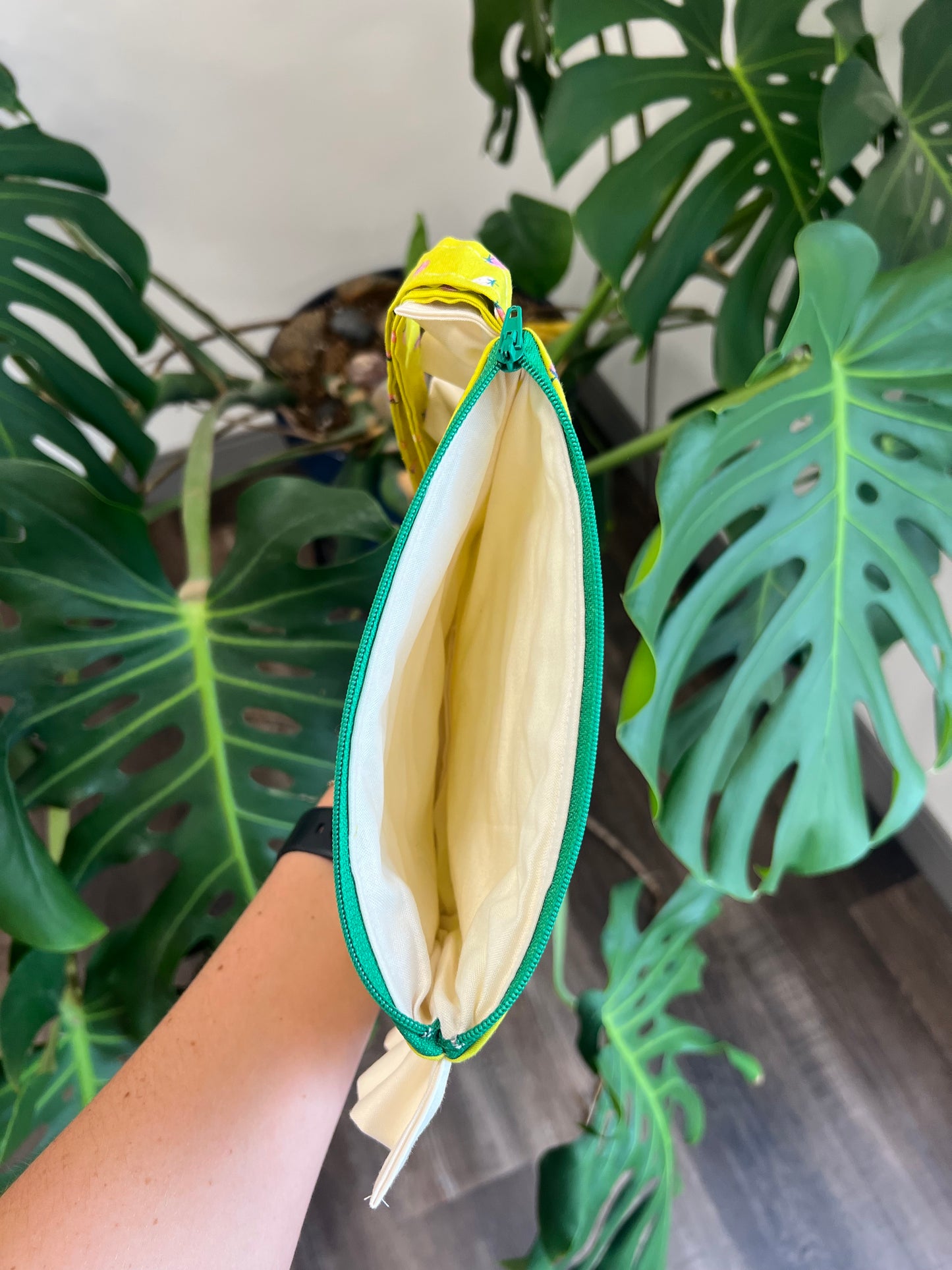 Amelia Ruffle Pouch in Lime Slush