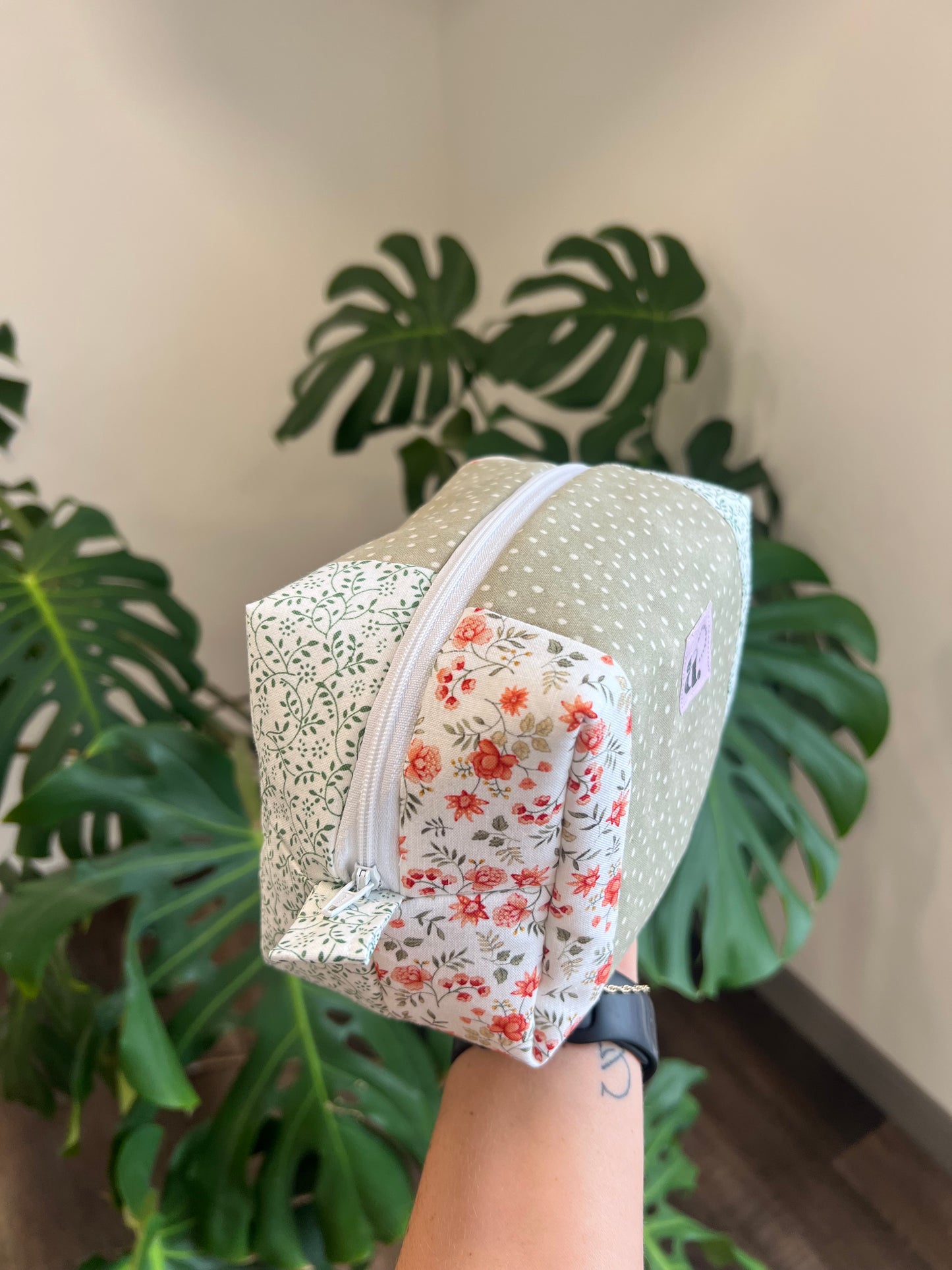 Small Patchwork Makeup Bag in Fairy Garden