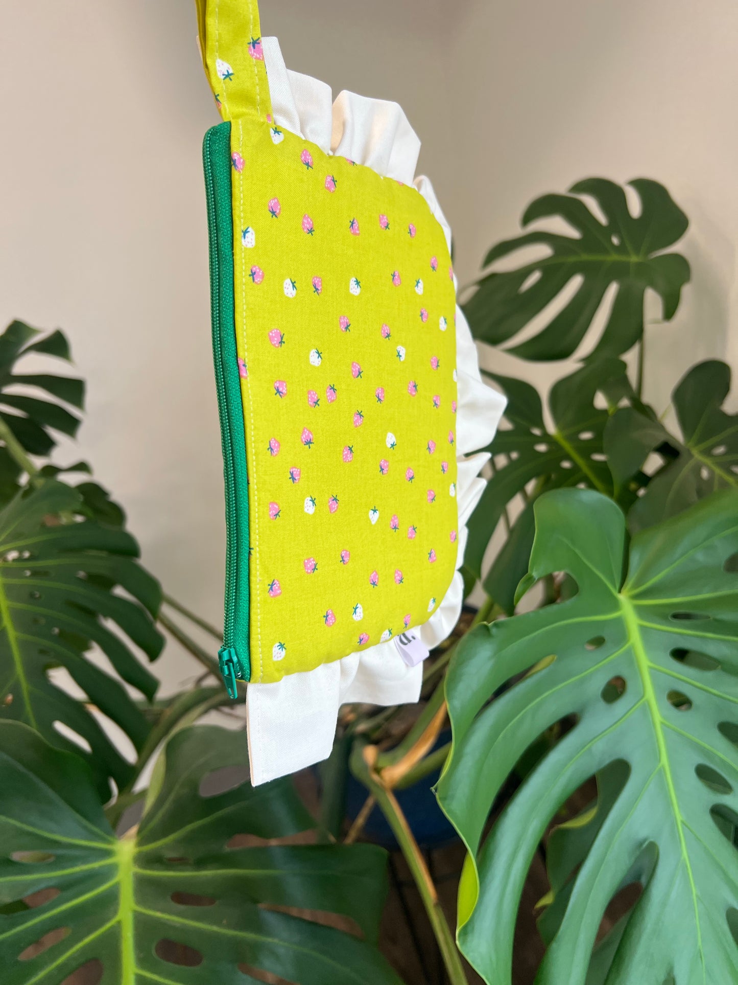 Amelia Ruffle Pouch in Lime Slush