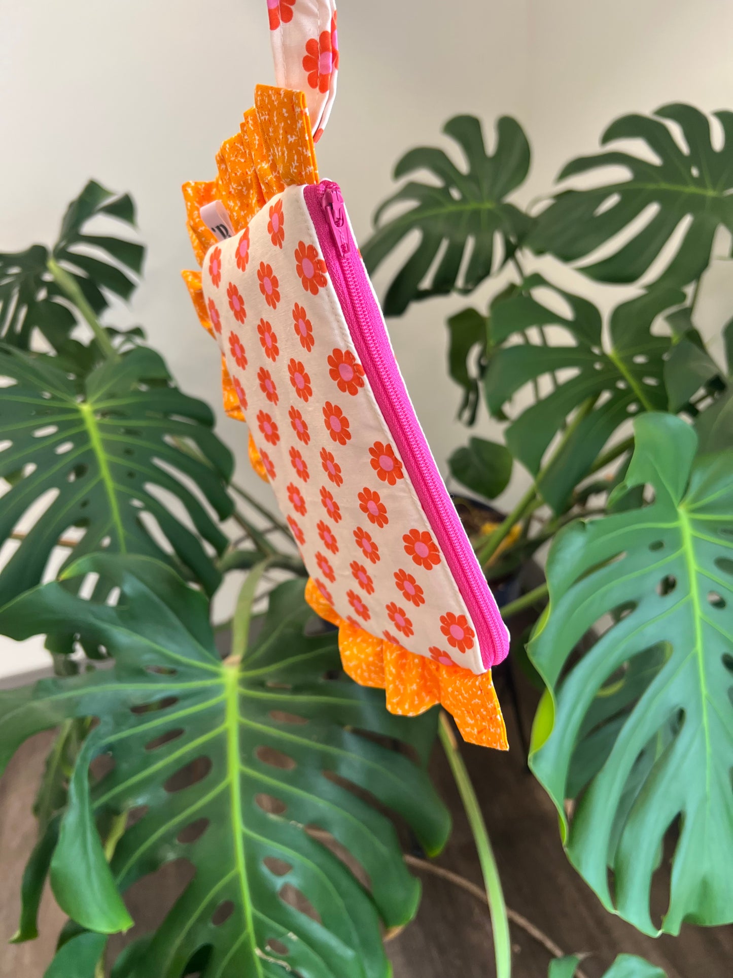 Amelia Ruffle Pouch in Orange Blossom