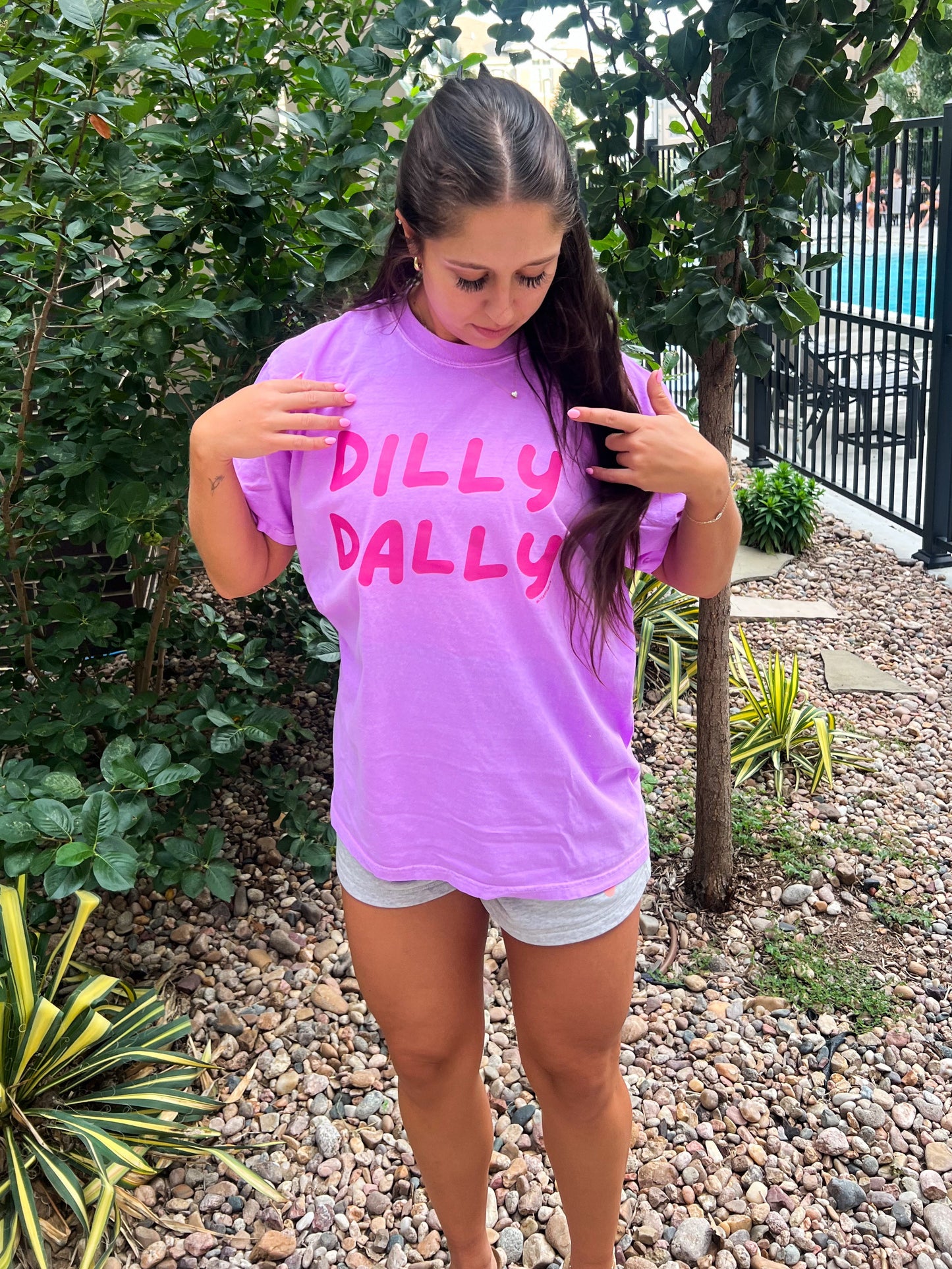 “Dilly Dally” Tee in Neon Purple