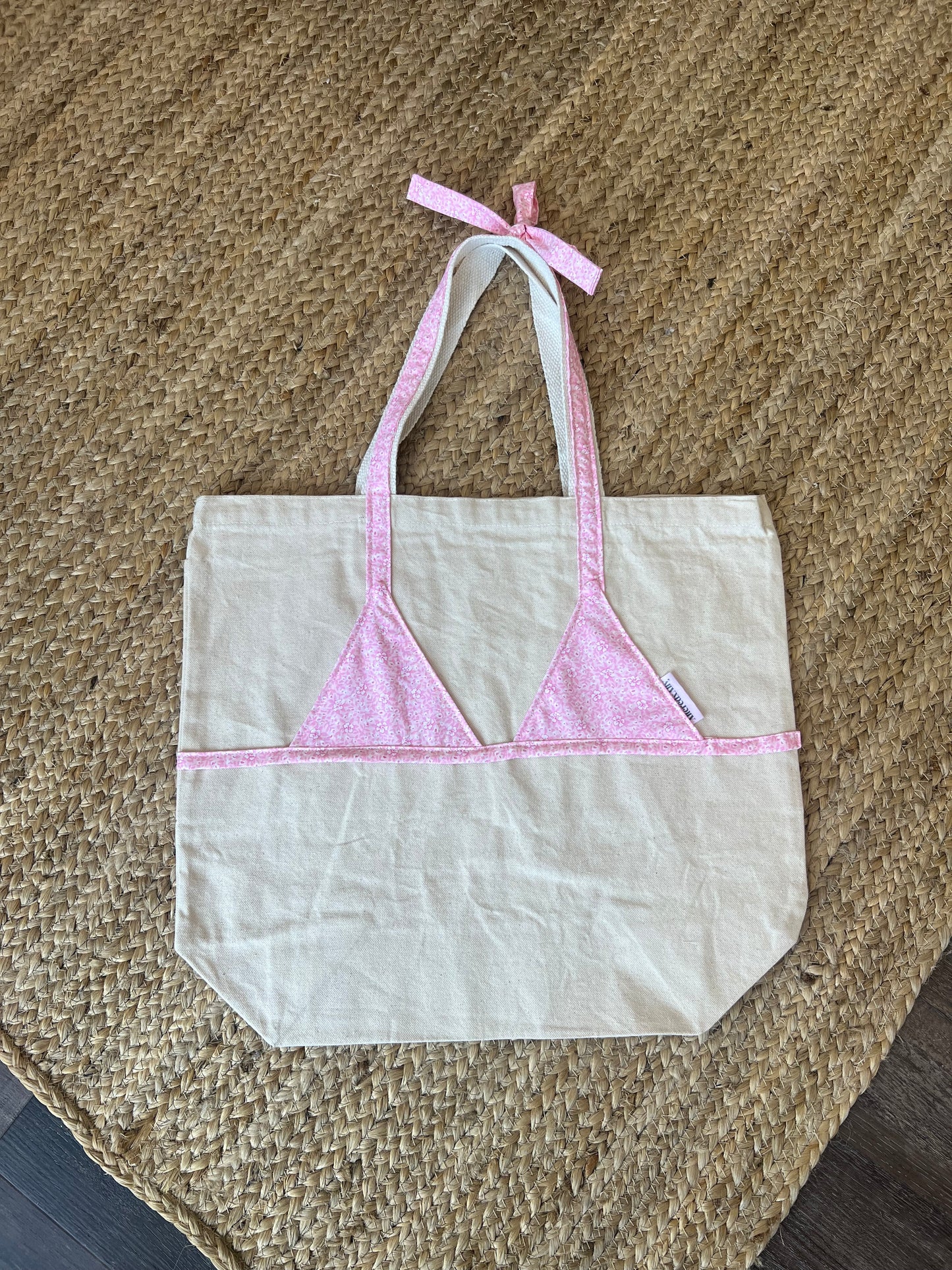 Canvas Bikini Tote in Pink Luau