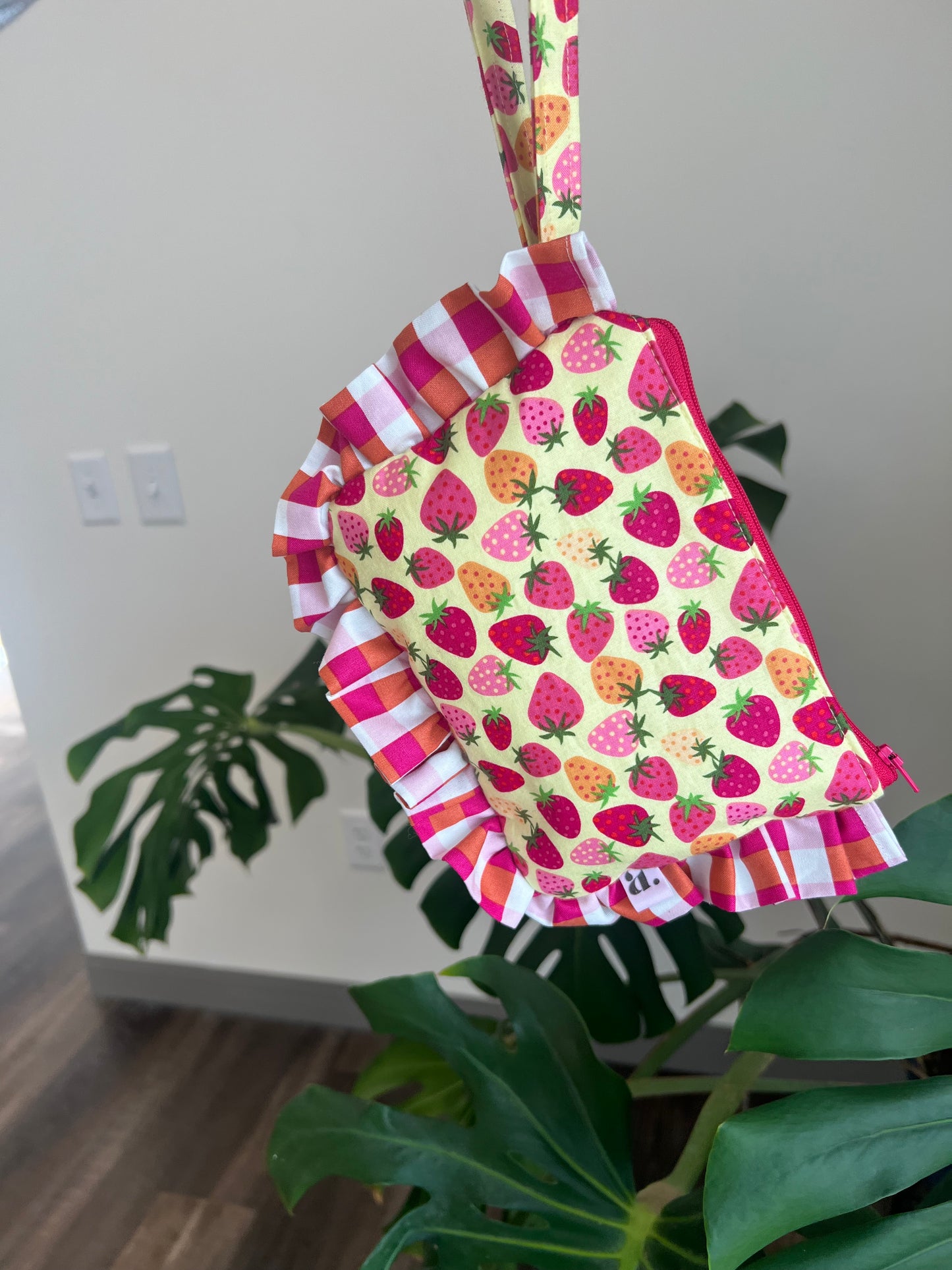 Amelia Ruffle Pouch in Strawberry Lemonade