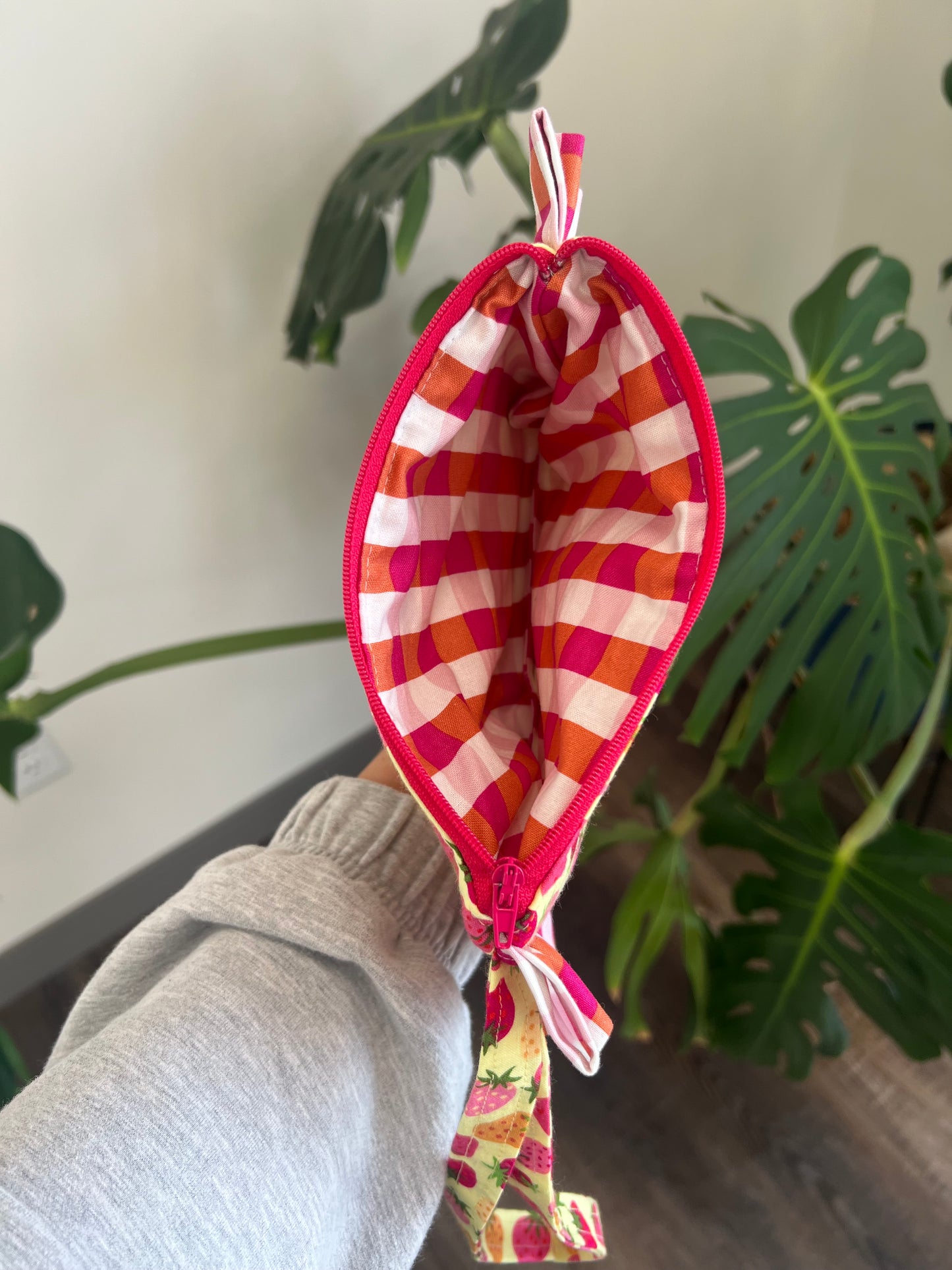 Amelia Ruffle Pouch in Strawberry Lemonade