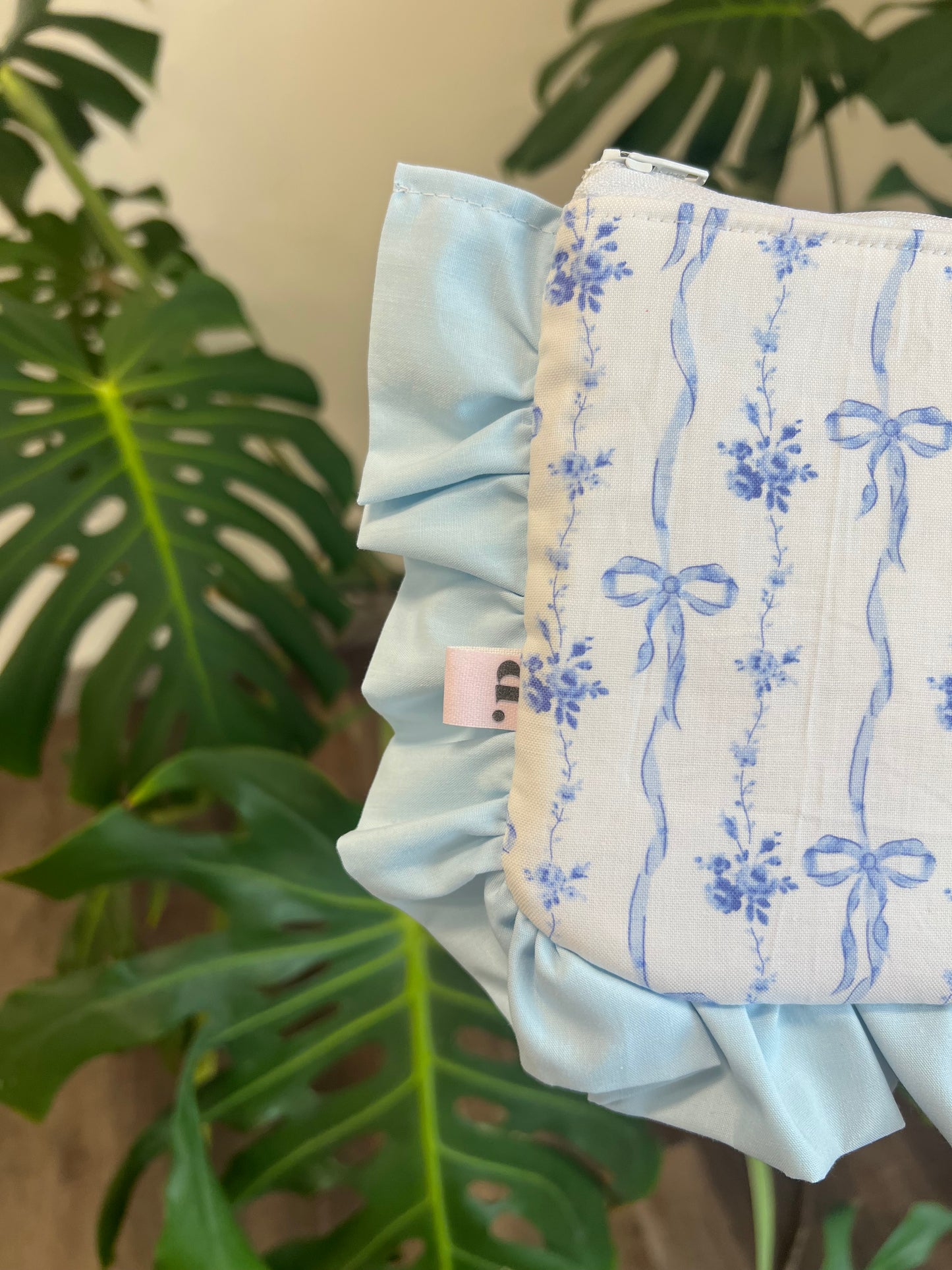 Amelia Ruffle Pouch in Blue Belle Bows
