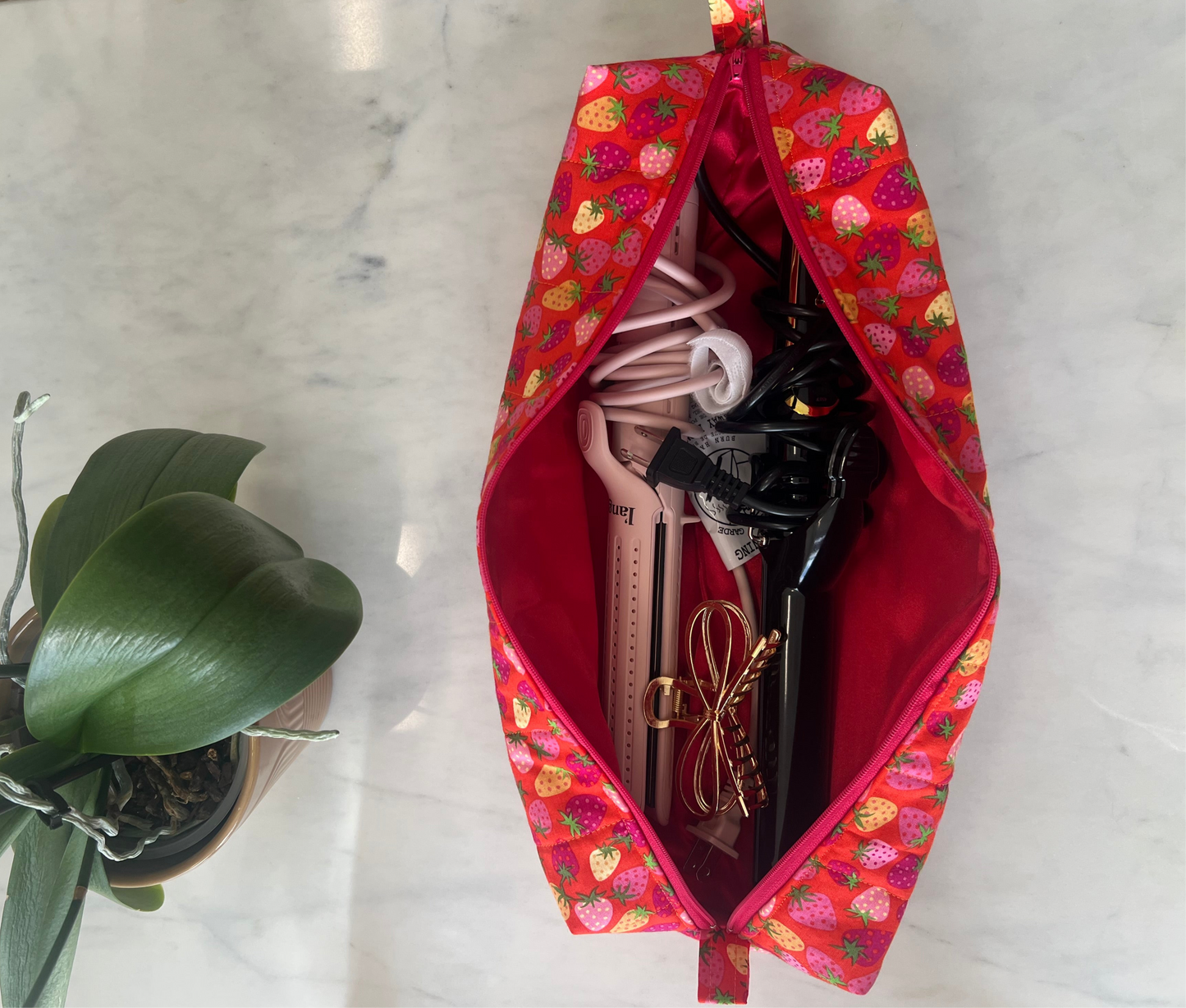 Puffy Hot Tools Bag in Blush & Berries