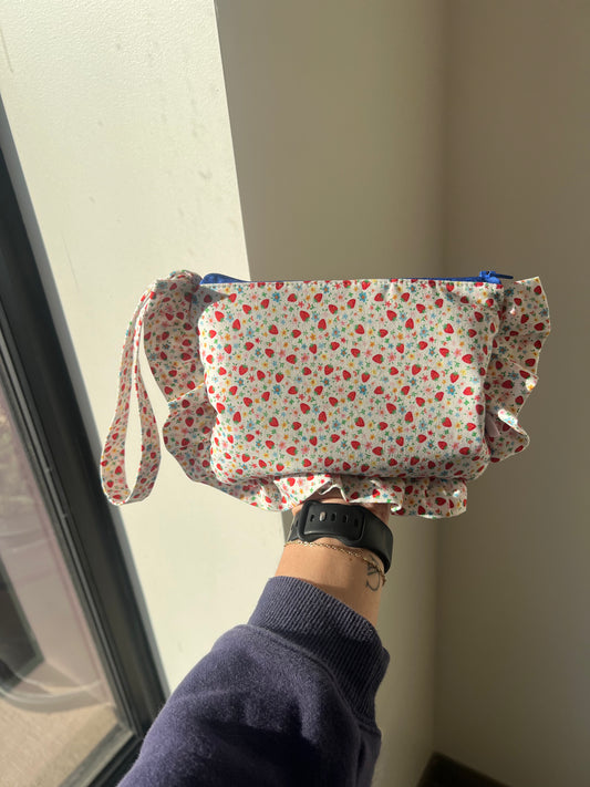 Amelia Ruffle Pouch in Strawberry Shortcake