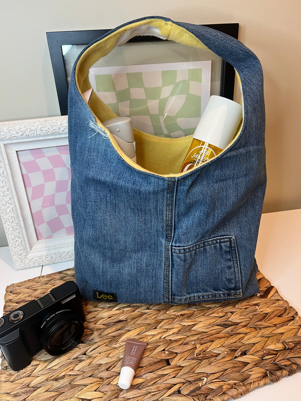 Teddy Reworked Reversible Denim Hobo Bag