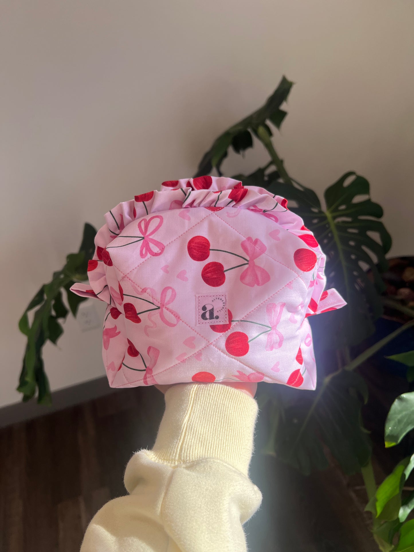 Small Ruffled Makeup Bag in Berry Bliss