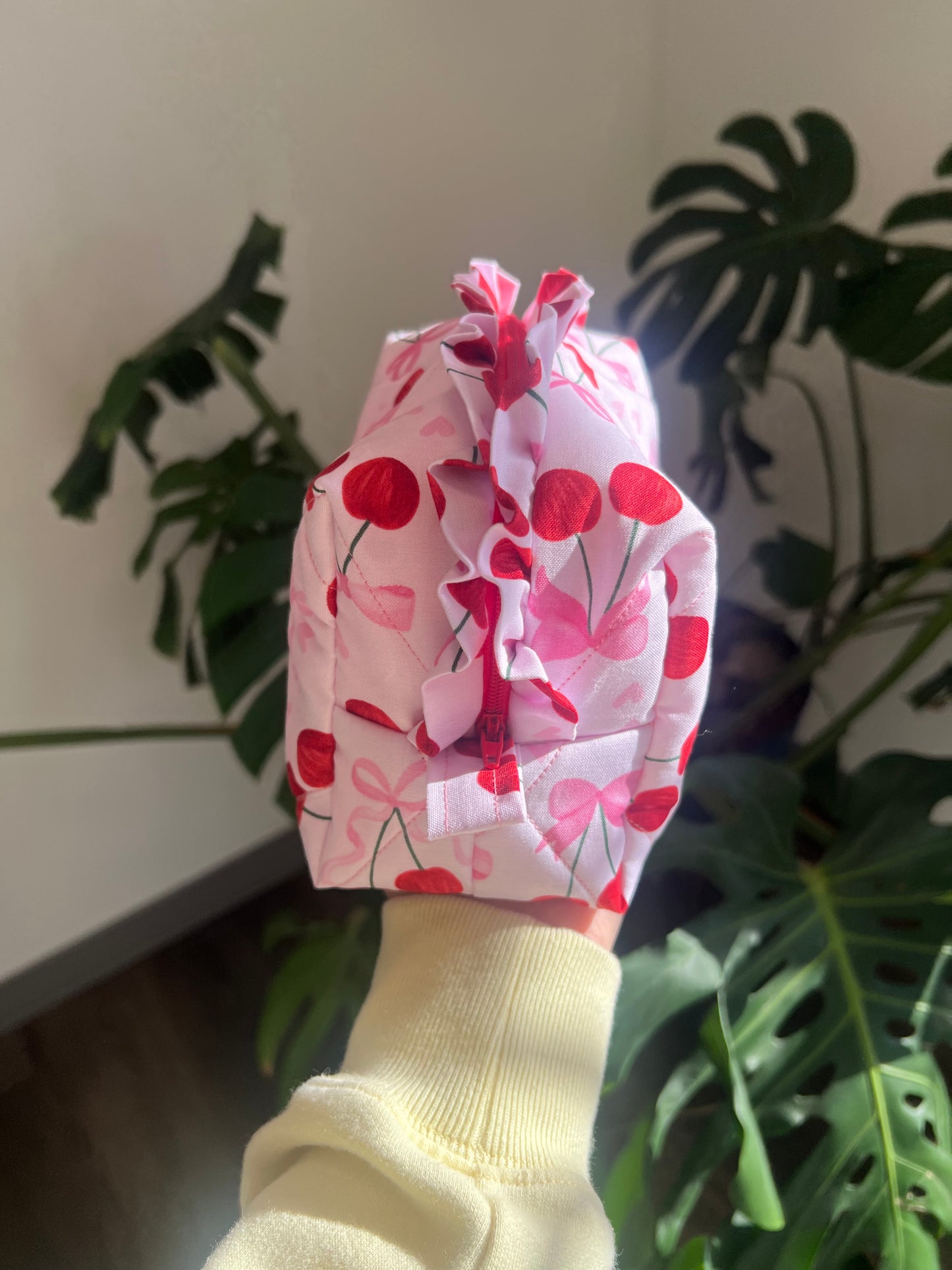 Small Ruffled Makeup Bag in Berry Bliss