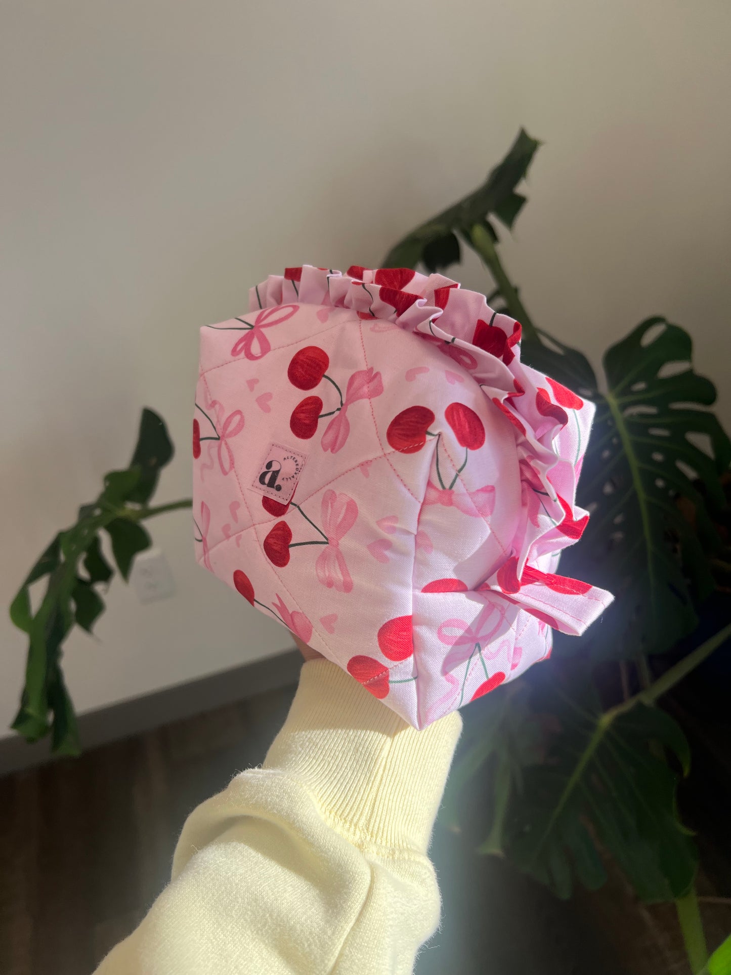 Small Ruffled Makeup Bag in Berry Bliss
