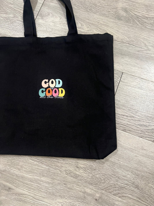 Canvas "God is Good" Tote in Black